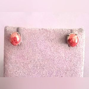Natural Rhodonite Sterling Silver Studs